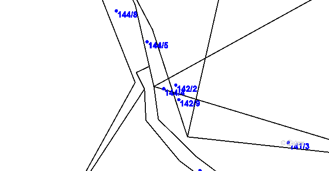 Parcela st. 144/4 v KÚ Tetín, Katastrální mapa