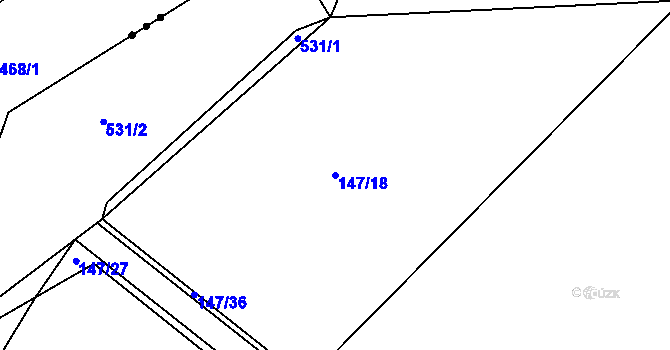 Parcela st. 147/18 v KÚ Tetín, Katastrální mapa