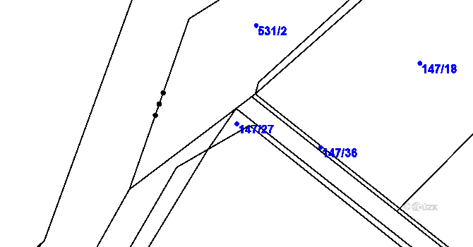 Parcela st. 147/27 v KÚ Tetín, Katastrální mapa