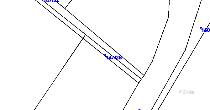 Parcela st. 147/35 v KÚ Tetín, Katastrální mapa