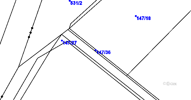 Parcela st. 147/36 v KÚ Tetín, Katastrální mapa