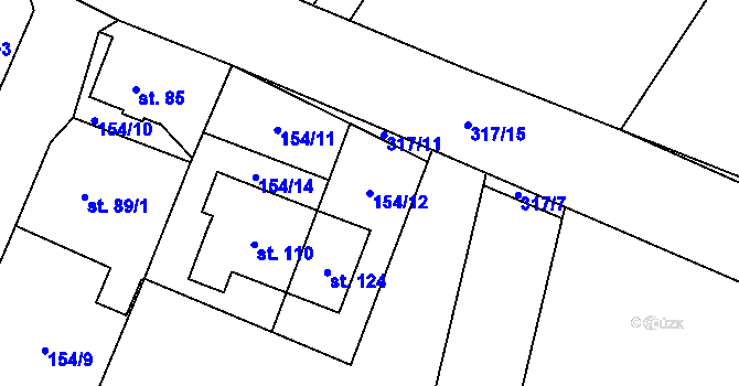 Parcela st. 154/12 v KÚ Tetín, Katastrální mapa