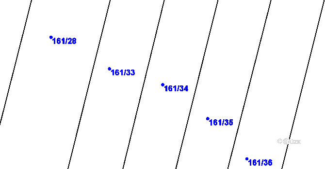 Parcela st. 161/34 v KÚ Tetín, Katastrální mapa