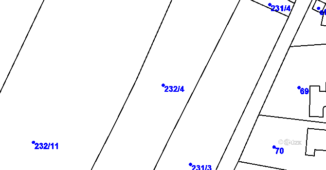 Parcela st. 232/4 v KÚ Tetín, Katastrální mapa