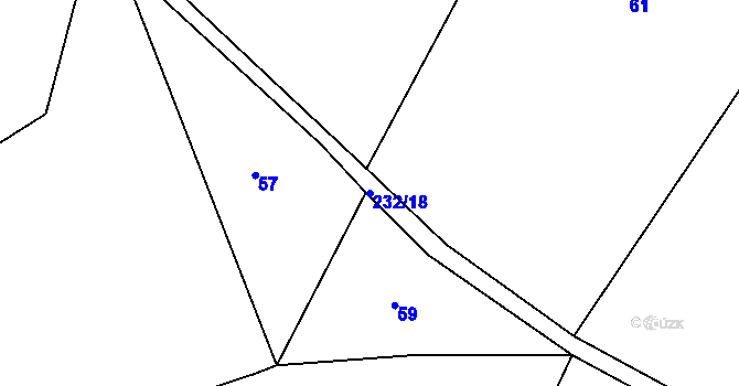 Parcela st. 232/18 v KÚ Tetín, Katastrální mapa