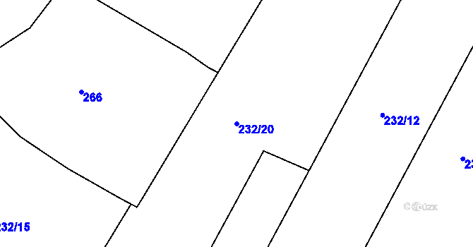 Parcela st. 232/20 v KÚ Tetín, Katastrální mapa