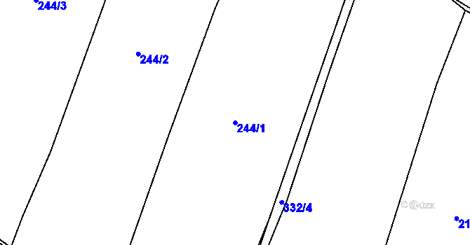 Parcela st. 244/1 v KÚ Tetín, Katastrální mapa