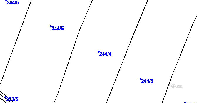 Parcela st. 244/4 v KÚ Tetín, Katastrální mapa