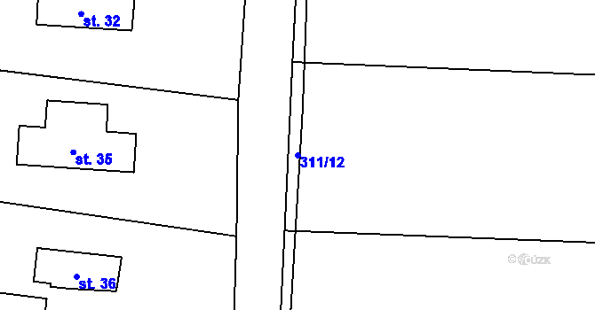 Parcela st. 311/12 v KÚ Tetín, Katastrální mapa
