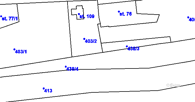 Parcela st. 438/2 v KÚ Tetín, Katastrální mapa