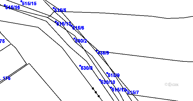 Parcela st. 438/9 v KÚ Tetín, Katastrální mapa