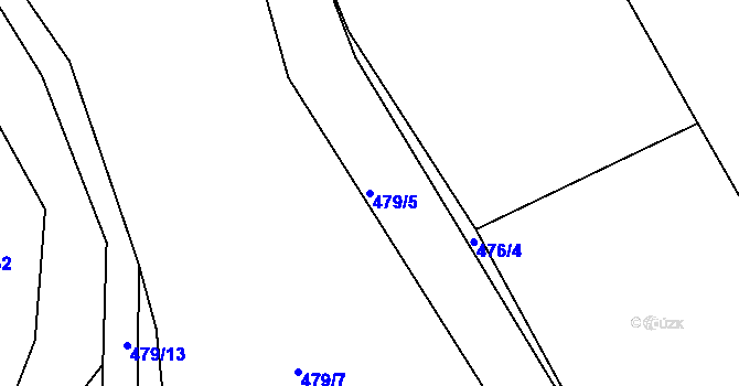 Parcela st. 479/5 v KÚ Tetín, Katastrální mapa