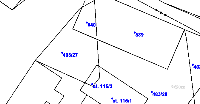 Parcela st. 483/26 v KÚ Tetín, Katastrální mapa