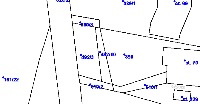 Parcela st. 492/10 v KÚ Tetín, Katastrální mapa