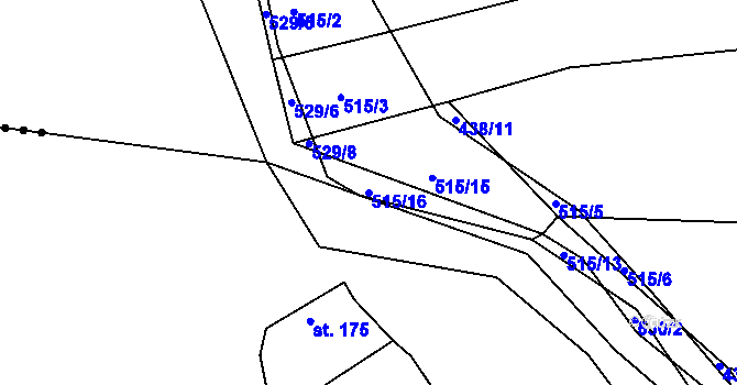 Parcela st. 515/16 v KÚ Tetín, Katastrální mapa