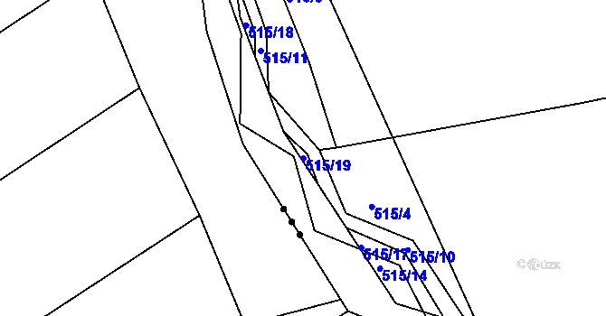 Parcela st. 515/19 v KÚ Tetín, Katastrální mapa