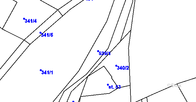 Parcela st. 529/1 v KÚ Tetín, Katastrální mapa