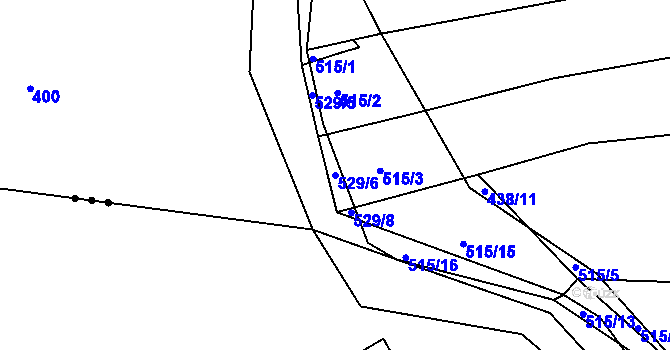Parcela st. 529/6 v KÚ Tetín, Katastrální mapa