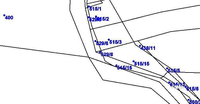 Parcela st. 529/8 v KÚ Tetín, Katastrální mapa