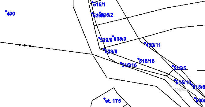 Parcela st. 529/9 v KÚ Tetín, Katastrální mapa