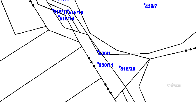 Parcela st. 530/1 v KÚ Tetín, Katastrální mapa