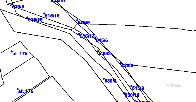 Parcela st. 530/2 v KÚ Tetín, Katastrální mapa