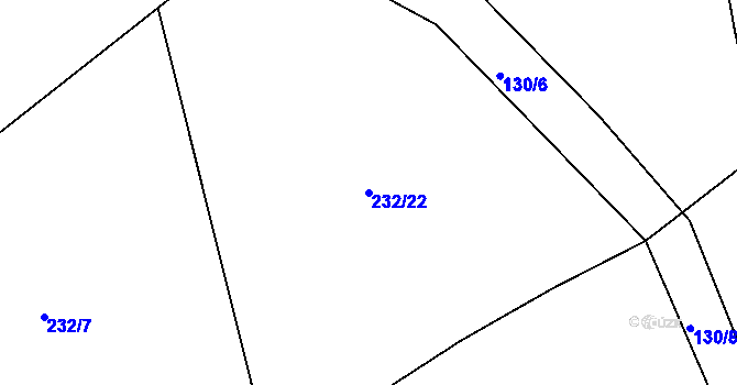 Parcela st. 232/22 v KÚ Tetín, Katastrální mapa
