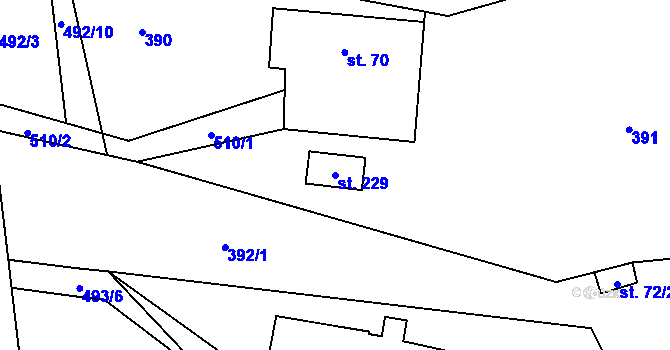 Parcela st. 229 v KÚ Tetín, Katastrální mapa