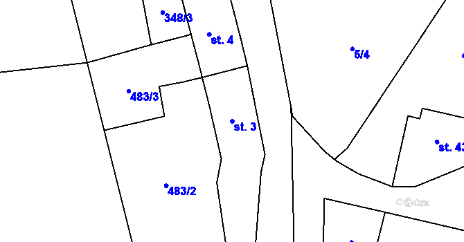 Parcela st. 3 v KÚ Vřesník u Tetína, Katastrální mapa
