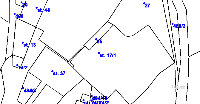 Parcela st. 17/1 v KÚ Vřesník u Tetína, Katastrální mapa