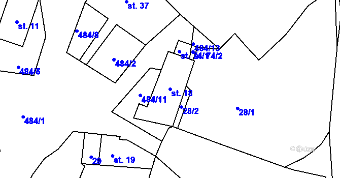 Parcela st. 18 v KÚ Vřesník u Tetína, Katastrální mapa
