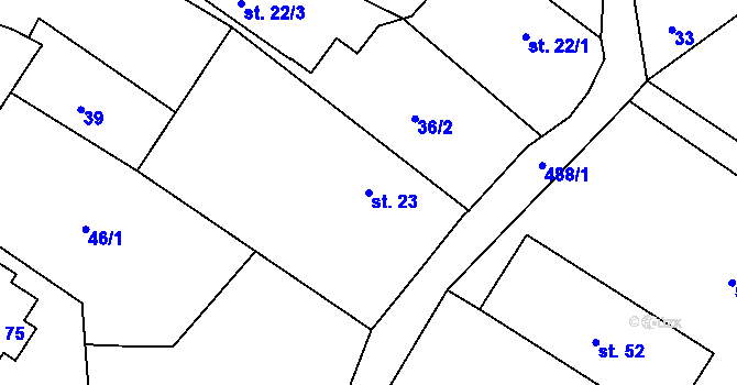 Parcela st. 23 v KÚ Vřesník u Tetína, Katastrální mapa