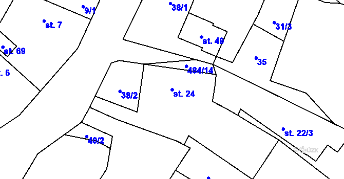 Parcela st. 24 v KÚ Vřesník u Tetína, Katastrální mapa