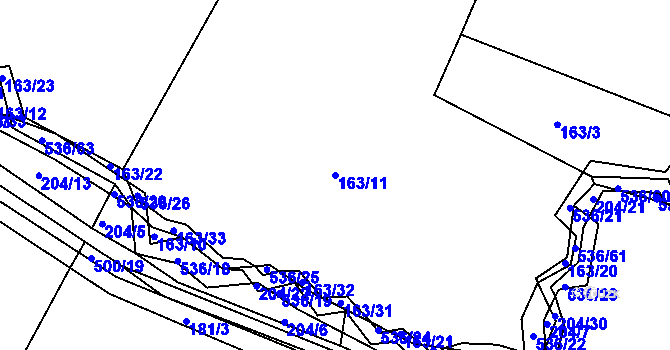 Parcela st. 163/11 v KÚ Vřesník u Tetína, Katastrální mapa