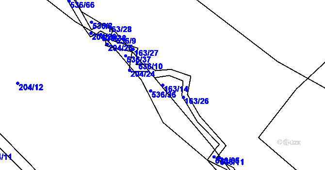 Parcela st. 163/14 v KÚ Vřesník u Tetína, Katastrální mapa