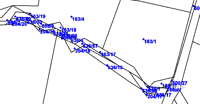 Parcela st. 163/17 v KÚ Vřesník u Tetína, Katastrální mapa