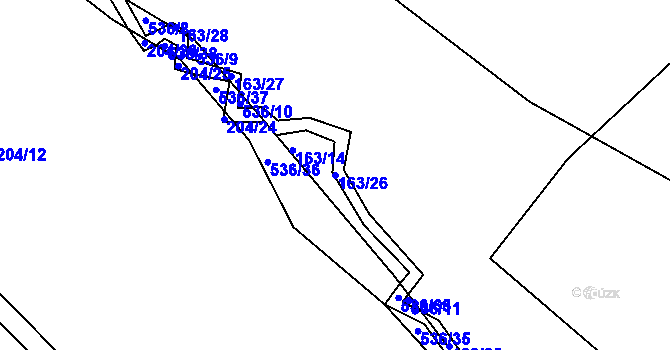 Parcela st. 163/26 v KÚ Vřesník u Tetína, Katastrální mapa