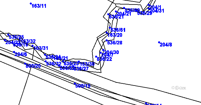 Parcela st. 204/7 v KÚ Vřesník u Tetína, Katastrální mapa