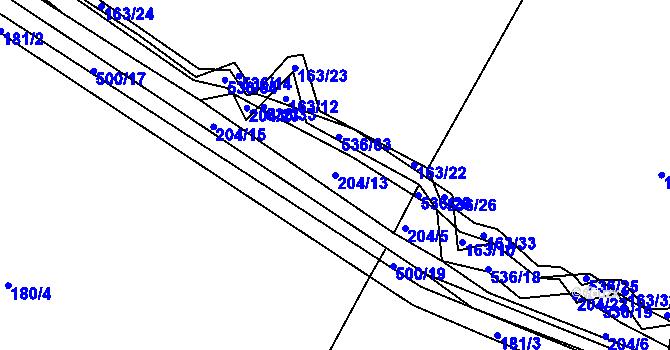 Parcela st. 204/13 v KÚ Vřesník u Tetína, Katastrální mapa