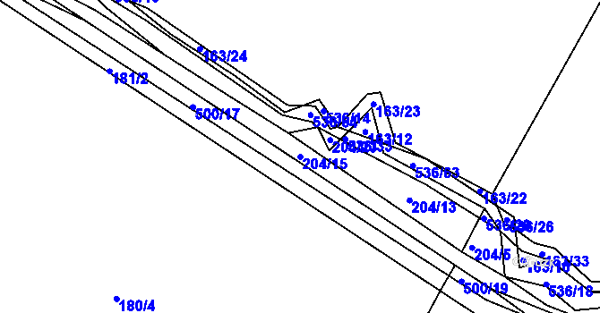 Parcela st. 204/15 v KÚ Vřesník u Tetína, Katastrální mapa