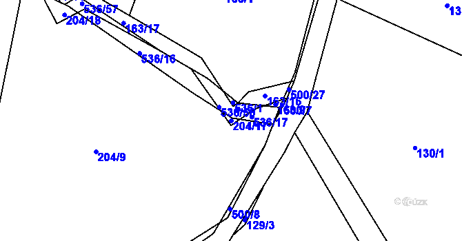 Parcela st. 204/17 v KÚ Vřesník u Tetína, Katastrální mapa