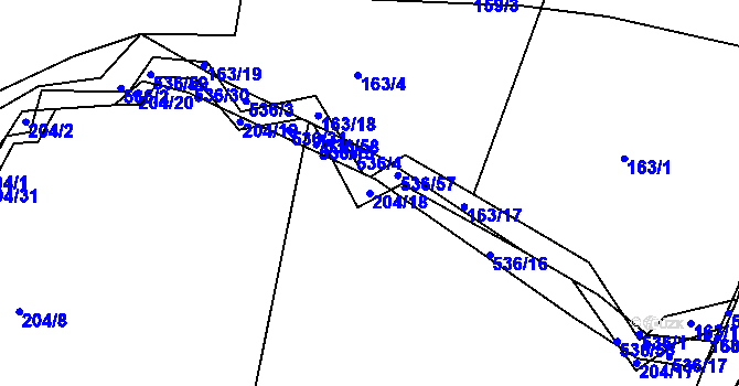 Parcela st. 204/18 v KÚ Vřesník u Tetína, Katastrální mapa