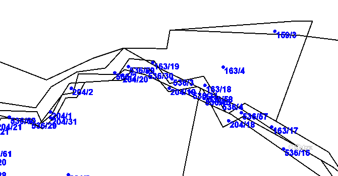 Parcela st. 204/19 v KÚ Vřesník u Tetína, Katastrální mapa