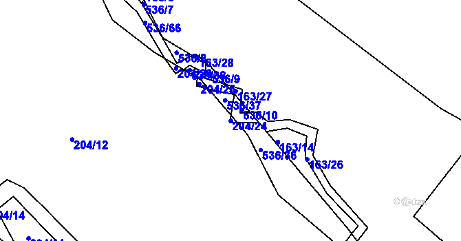 Parcela st. 204/24 v KÚ Vřesník u Tetína, Katastrální mapa