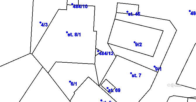 Parcela st. 484/12 v KÚ Vřesník u Tetína, Katastrální mapa