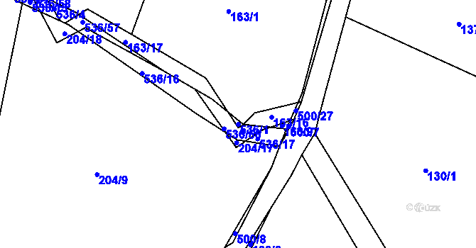 Parcela st. 536/1 v KÚ Vřesník u Tetína, Katastrální mapa