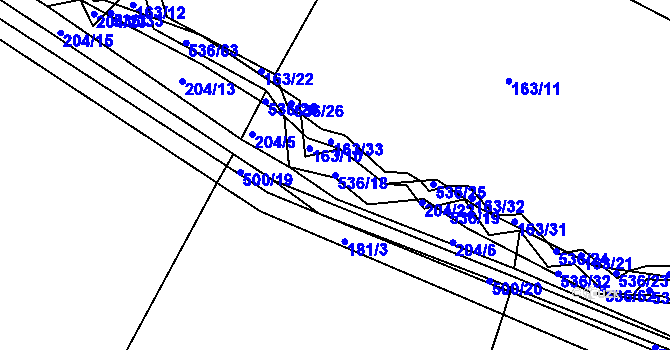 Parcela st. 536/18 v KÚ Vřesník u Tetína, Katastrální mapa