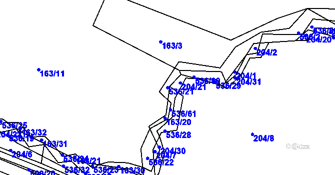 Parcela st. 536/21 v KÚ Vřesník u Tetína, Katastrální mapa