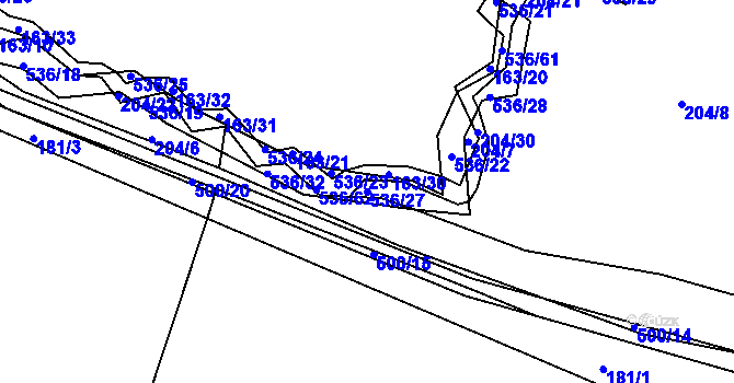 Parcela st. 536/27 v KÚ Vřesník u Tetína, Katastrální mapa