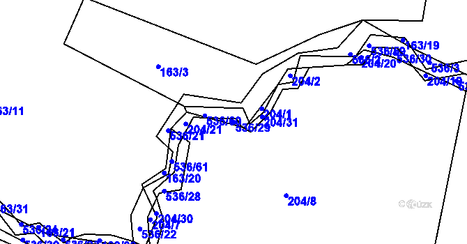 Parcela st. 536/29 v KÚ Vřesník u Tetína, Katastrální mapa